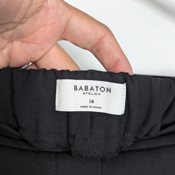 Babaton Atelier Elastic Waist Crepe Cropped Tapered Pant Black 14 - Picture 6 of 8
